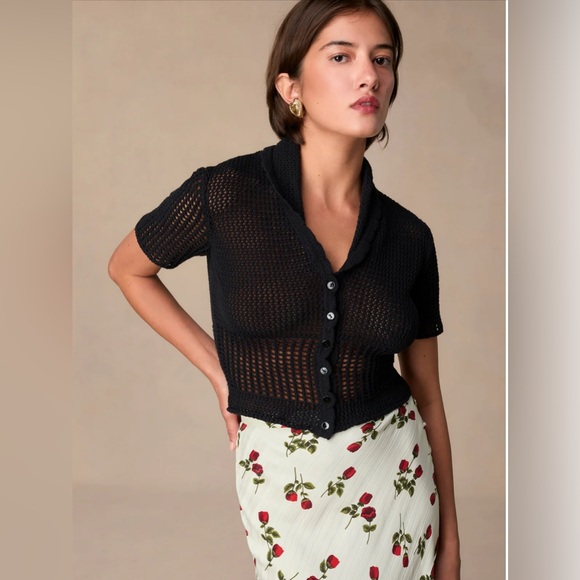 Rouje Tops - Rouje Marcus Cardigan Open Knit Polo Shirt